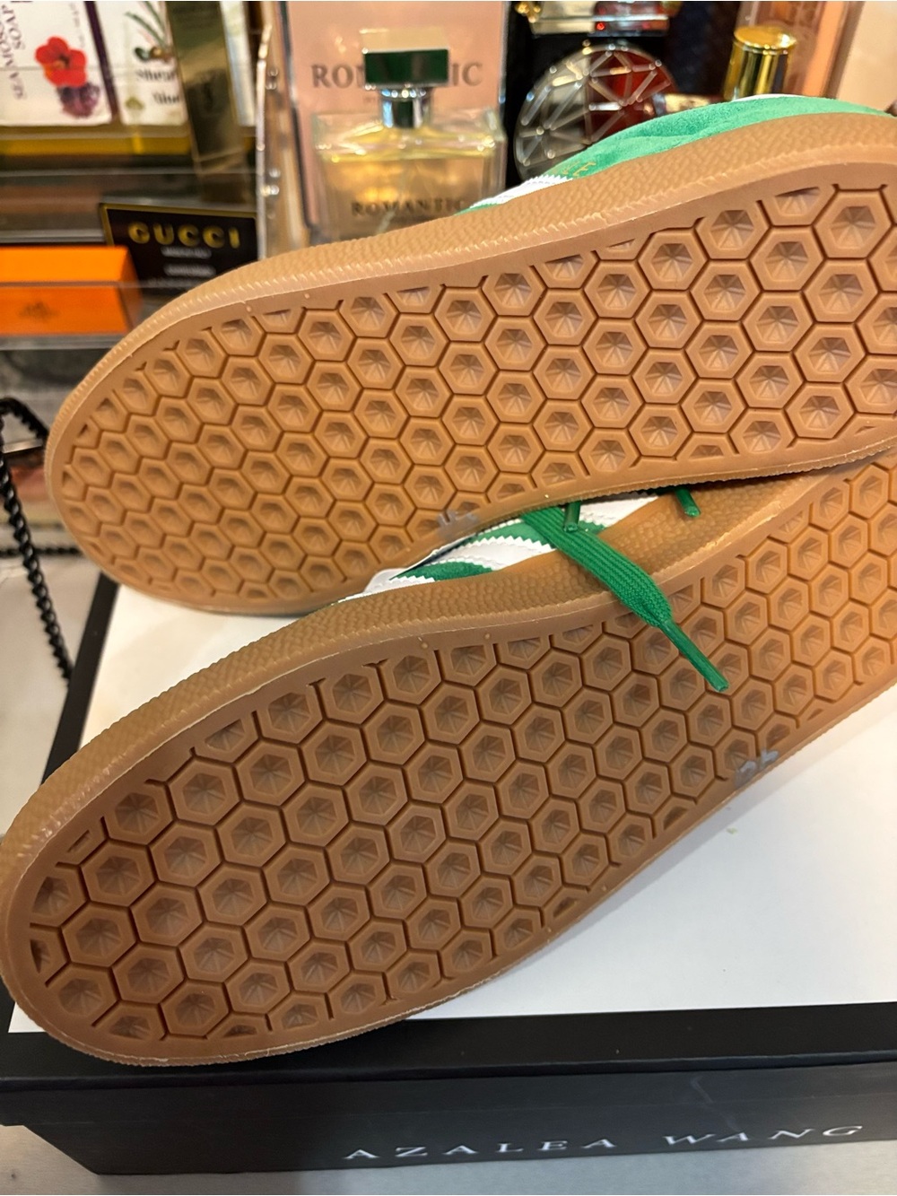 adidas Gazelle Green Suede Sneakers with White Stripes and Gum Sole - Picture 5 of 5